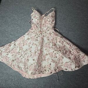 B.‎ Darlin Dress Fit & Flare Pink Floral Metallic Party Girl's Size 5/6